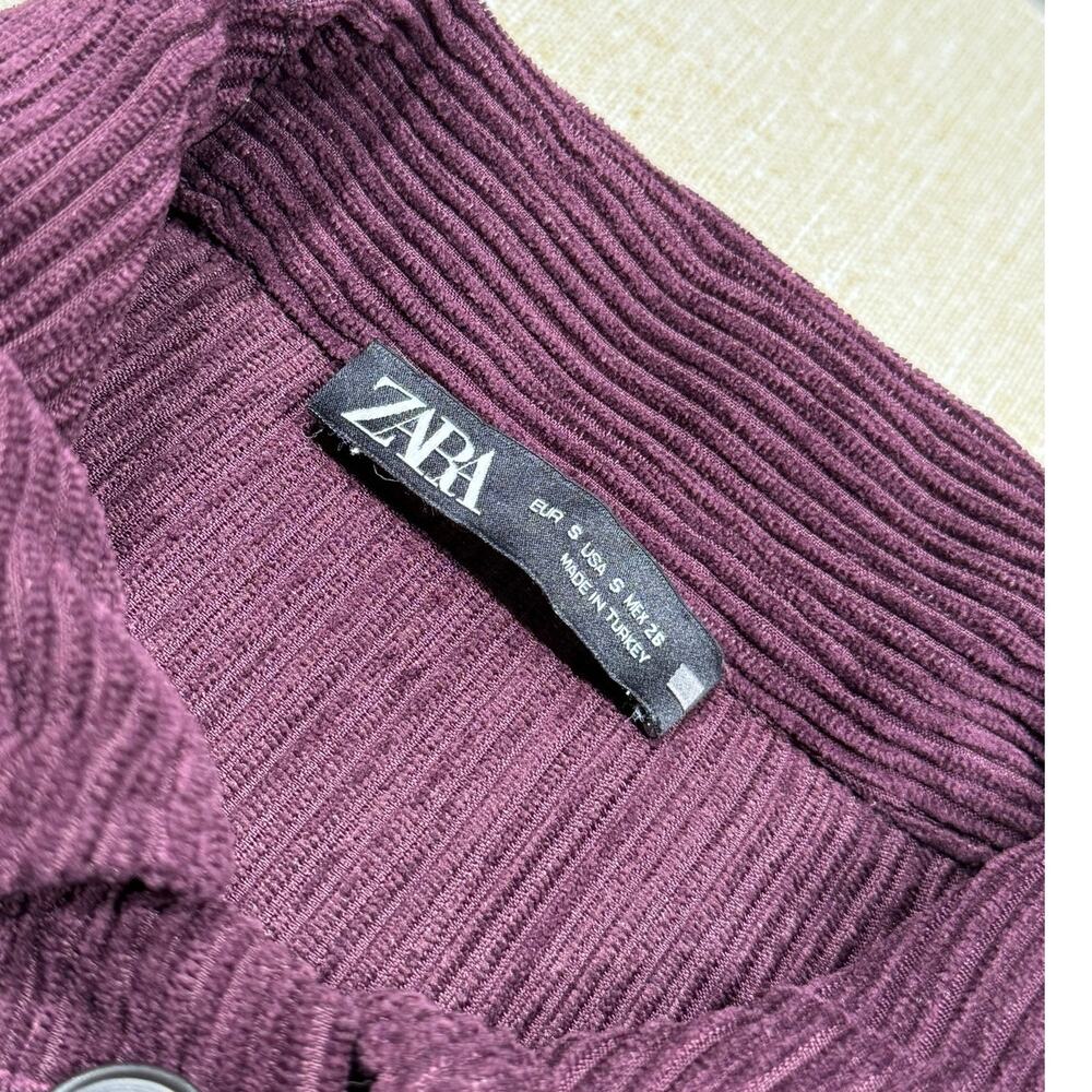 Zara Oversized Plum Corduroy Shacket Button Down Shirt Jacket Size Small - Picture 4 of 8